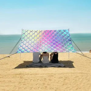 Dragon Skin with Scales Beach Canopy Tent Anti-UV & Wind Resistant, Camping Sun Shelter Easy Setup Portable,Outdoor Shade Tents with Sandbags,Sand Shovels,Ground Pegs & Stability Poles
