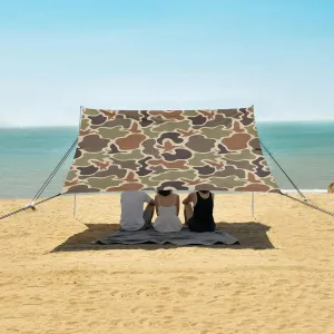 Duck Hunter Camouflage Beach Canopy Tent Anti-UV & Wind Resistant, Camping Sun Shelter Easy Setup Portable,Outdoor Shade Tents with Sandbags,Sand Shovels,Ground Pegs & Stability Poles