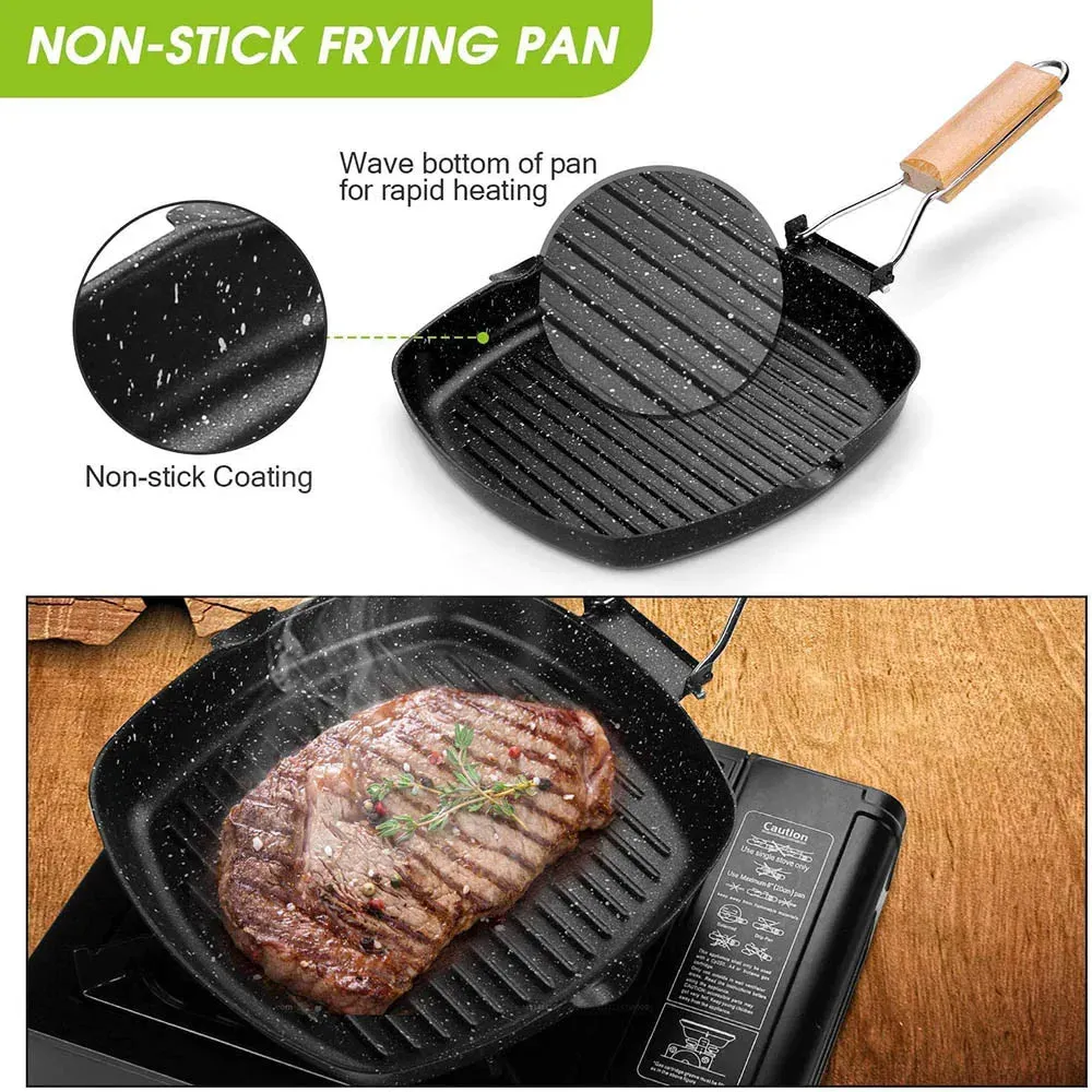 Durable Non-Stick Camping Frying Pan with Folding Handle - Portable Outdoor Cooking Gear