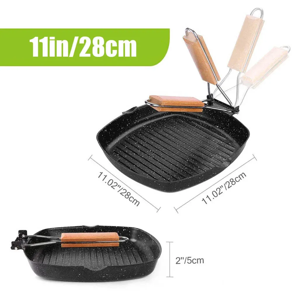 Durable Non-Stick Camping Frying Pan with Folding Handle - Portable Outdoor Cooking Gear