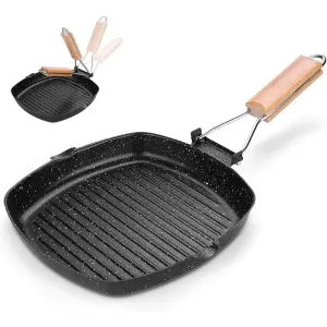 Durable Non-Stick Camping Frying Pan with Folding Handle - Portable Outdoor Cooking Gear