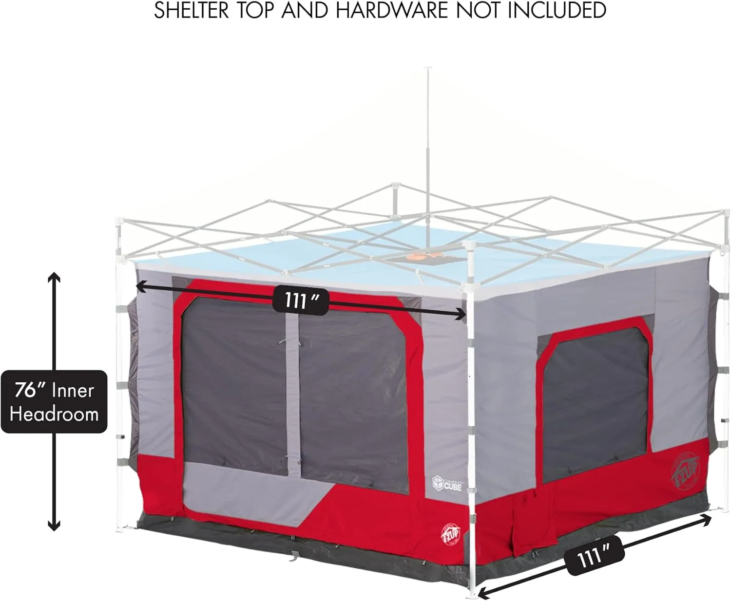 E-Z UP Camping Cube 6.4, Converts 10' Straight Leg Canopy into Camping Tent, Punch