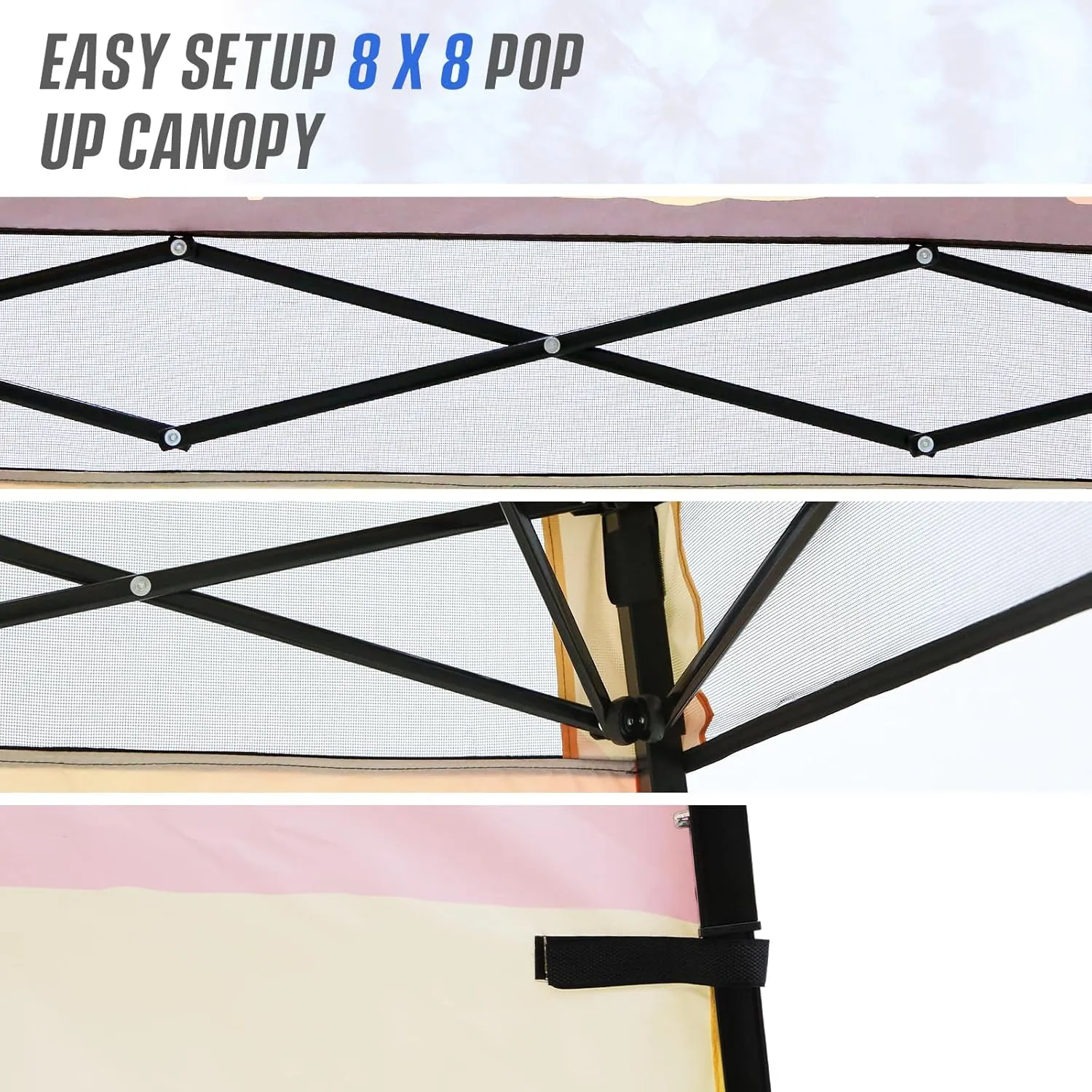 EAGLE PEAK 8x8 Pop Up Canopy Tent with Sidewall, Compact, Portable Slant Leg Instant Sun Shelter for Beach, Sports, & Camping, 8x8 Base 6x6 Top, Cowboy