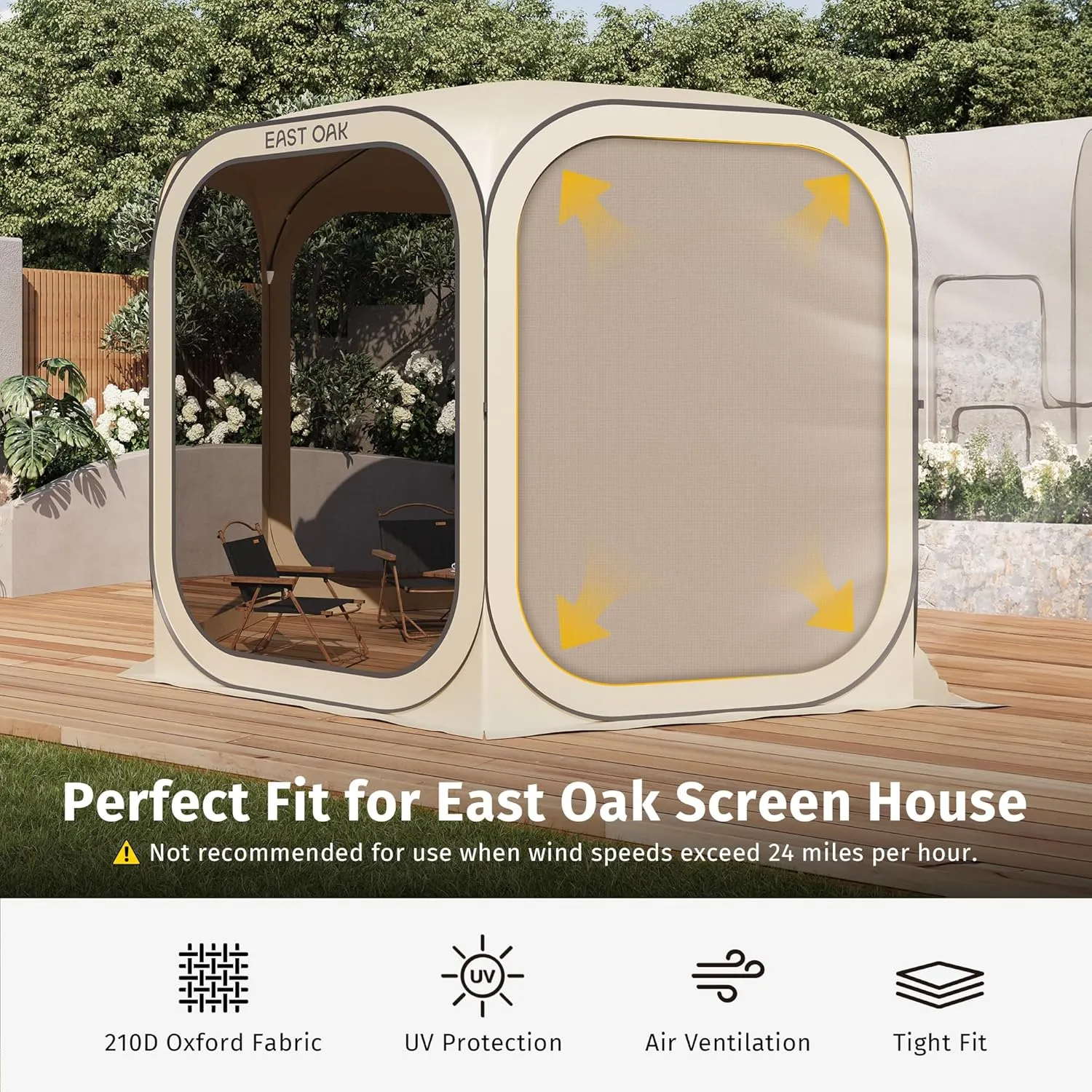 EAST OAK Sun Shade Sail Canopy Cover for EAST OAK Screen House & Pop-Up Tent 10 x 10 FT, Sun Protection, UPF 50 , 210D Oxford Silver-Coated Fabric, 74" x 54", Pack of 3 (Not Include Tent)