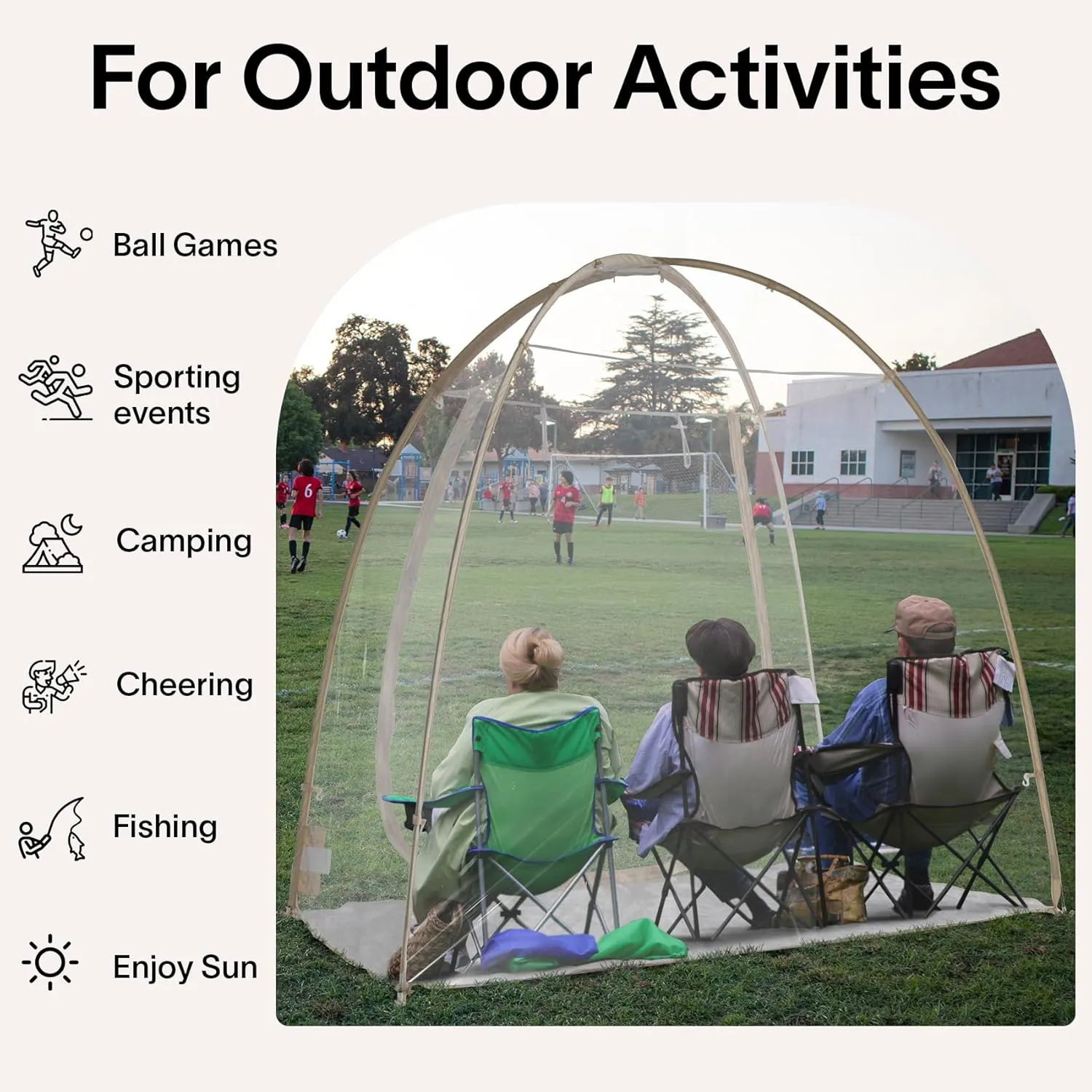 Eighteentek Sports Tent 7'X4'X6.5'H, Instantly Pop-up Shelter Providing Protection from Cold, Wind, Rain, 540° Panoramic Clean Bubble Tent for Sports Events, Camping, Fishing, Cheering, Parades