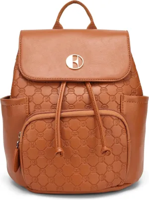 Elle Compass 10L Vegan Leather Monogram Mini Backpack | Brown