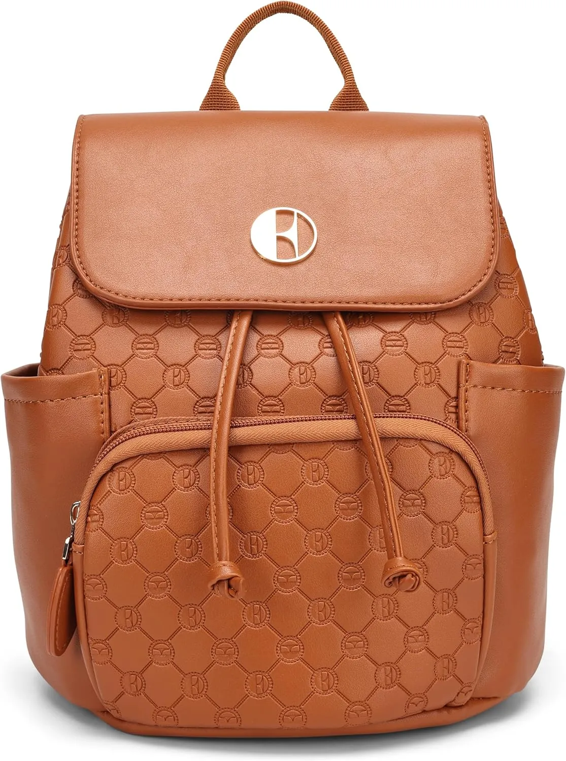 Elle Compass 10L Vegan Leather Monogram Mini Backpack | Brown