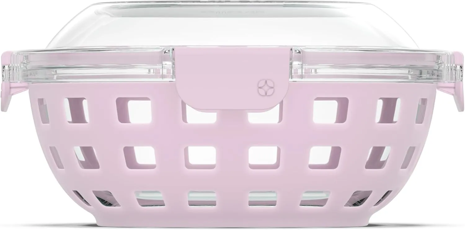 Ello Duraglass Meal Prep Lunch Bowl Container, 5 cup- Glass Food Storage Container with Silicone Sleeve and Airtight BPA-Free Plastic Lid, Dishwasher, Microwave, and Freezer Safe