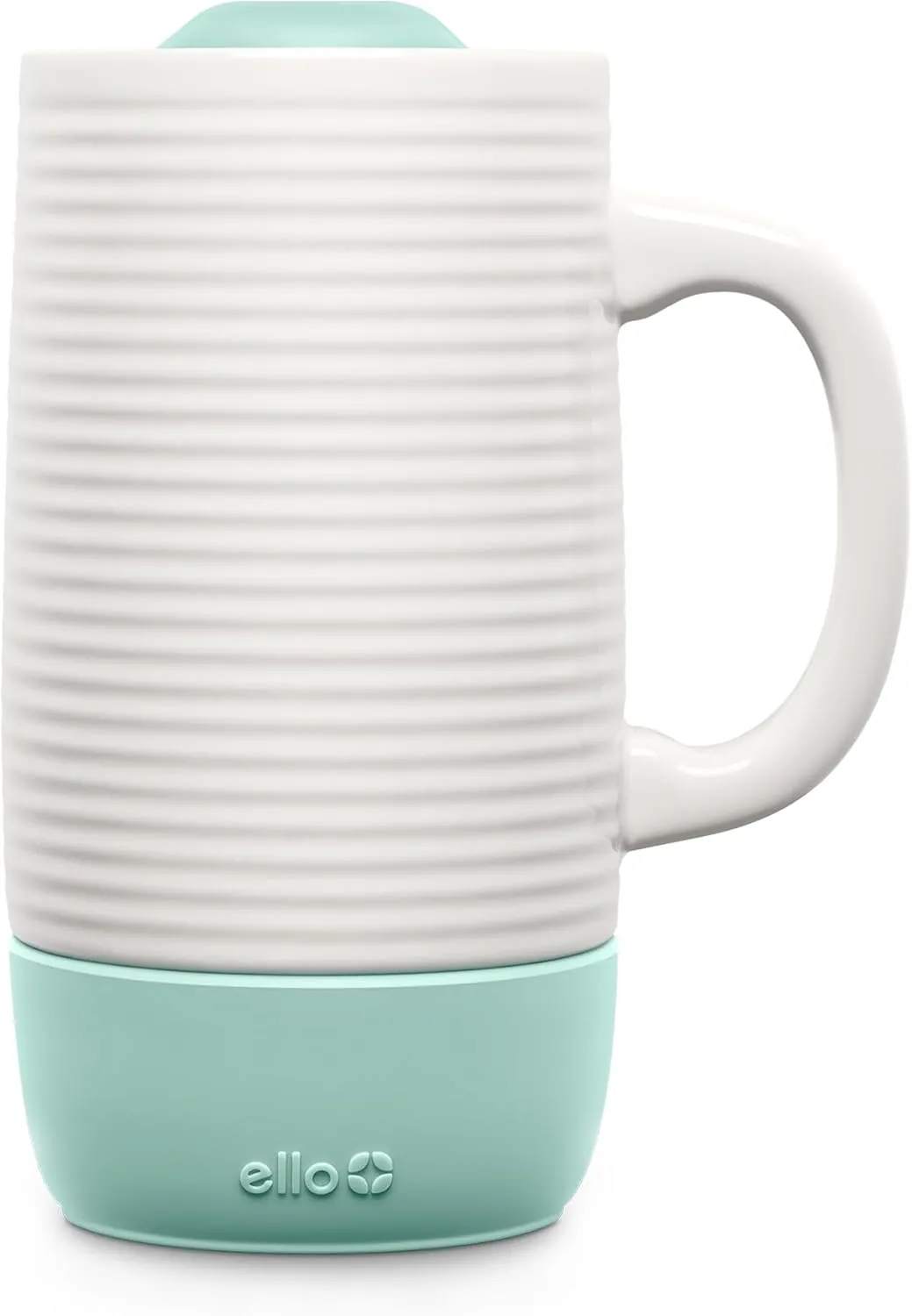 Ello Jane 18oz Ceramic Travel Mug with Handle, Splash-Resistant Slider Lid and Built-in Coaster, Perfect for Coffee and Tea, BPA Free, Dishwasher Safe, Gift for Holiday Him Her Mother's Day