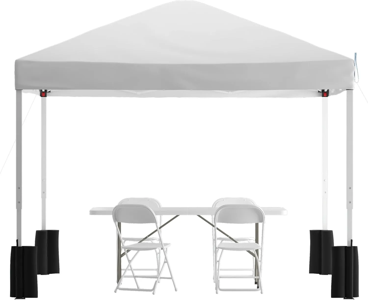 EMMA   OLIVER Tailgate Party Kit - 10'x10' White Pop-Up Canopy with Wheeled Case - 6' Bi-Fold Table with Handle - Height Adjustable Canopy - Easy to Store