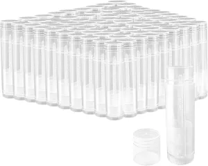 Empty Lip Balm Tubes for DIY Lipstick with Leak-proof Caps, 100-Pack Lip Balm Containers BPA Free,Transparent