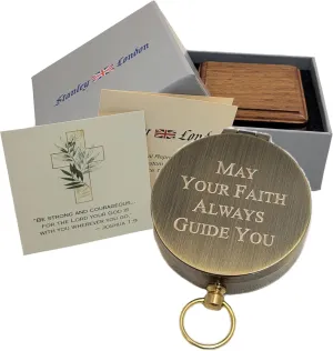 Engraved Brass Compass Gifts Personalized | Baptism Gift for Boys, Son, Grandson | Unique Idea for Graduation, Confirmation, Birthday | from Mom, Dad, Grandma, Grandpa