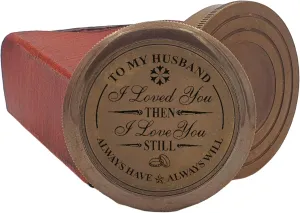 Engraved Compass, to My Husband I Love You, Brass Compass Engraved Gifts for Men, Bronze for Men, Romantic Gifts for Him/Her, Keepsake Gifts for Husband