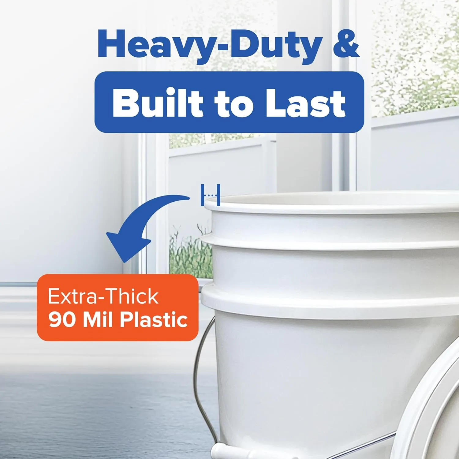 ePackageSupply 5 Gallon White Bucket with White Gamma Seal Screw on Airtight Lid | Made in USA | Food Grade | Heavy-Duty HPDE Plastic | Durable 90 Mil Pail | Easy Stack and Store | BPA Free (3 Count)
