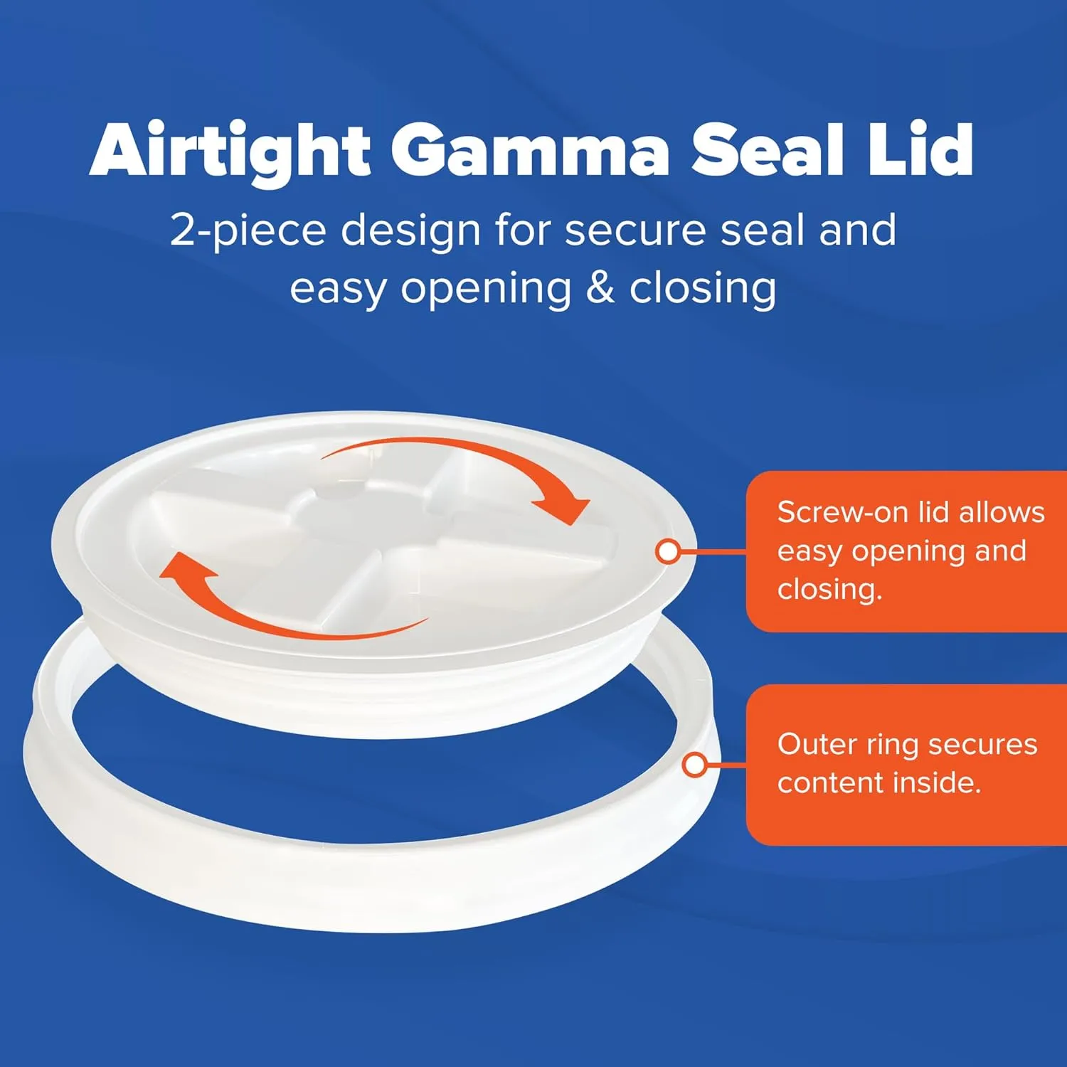ePackageSupply 5 Gallon White Bucket with White Gamma Seal Screw on Airtight Lid | Made in USA | Food Grade | Heavy-Duty HPDE Plastic | Durable 90 Mil Pail | Easy Stack and Store | BPA Free (3 Count)