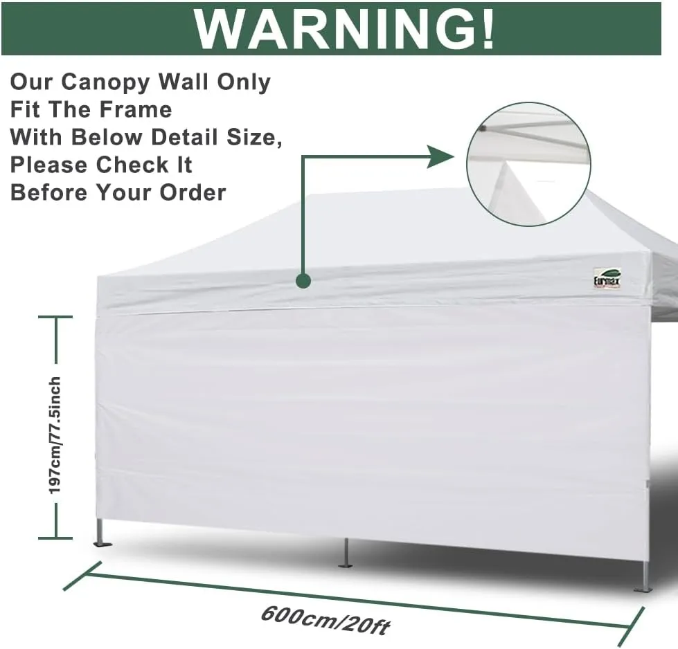 Eurmax USA 10×20 Instant Canopy SunWall Pop Up Canopy Wall with Horizontal Strap ONLY,1 Pack Sidewall (Sky Blue)