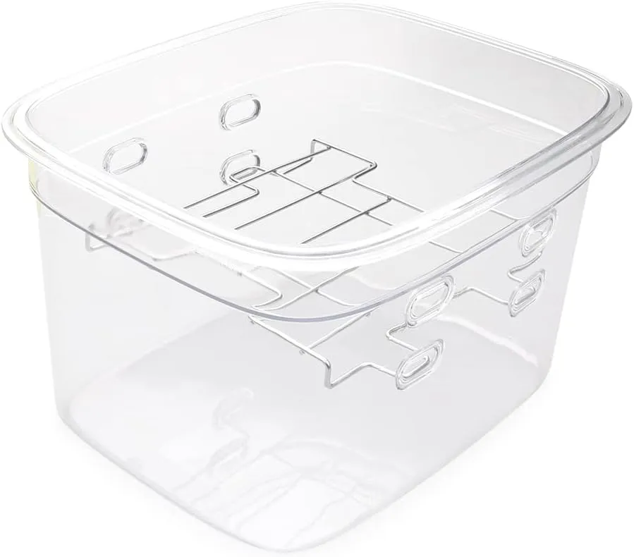 EVERIE Versatile 12-Quart Sous Vide Container with Built-in Rack and Collapsible Hinged Lid Compatible with All Sous Vide Cookers, EVC-1202-TYPP