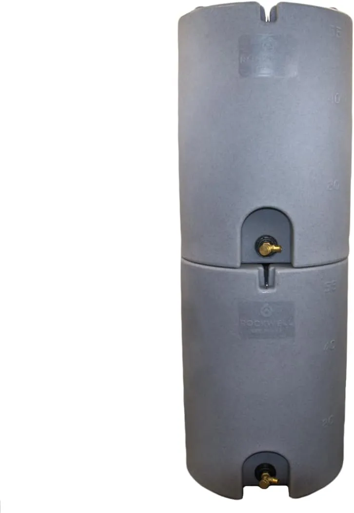 Exodus 55 Gallon Water Storage Tank by Rockwell Products | Compact Water Storage Container for Emergencies | BPA Free, Made in The USA, Granite