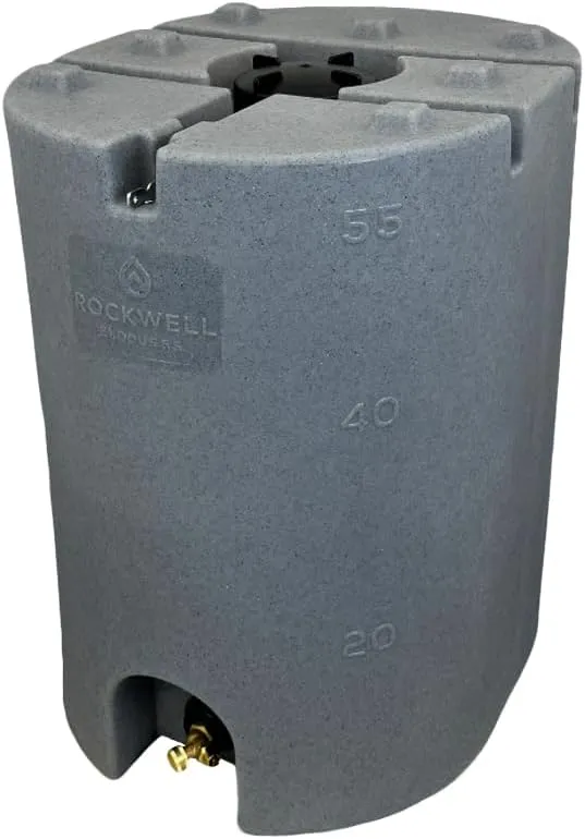Exodus 55 Gallon Water Storage Tank by Rockwell Products | Compact Water Storage Container for Emergencies | BPA Free, Made in The USA, Granite