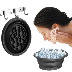 Face Bowl for Ice Bath: Black Silicone Facial Plunge Bowl with Built-In Icetray, Collapsible Ice Mold, Portable Ice Bowl for Full Face Cooling, Perfect for Home & Travel