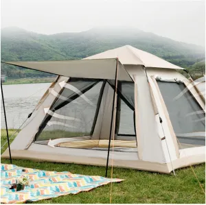 Family Pop-Up Tent for 4, Waterproof Insect-Proof with Double Doors, 4 Windows, Quick Setup, Ideal for Camping Backyard Use