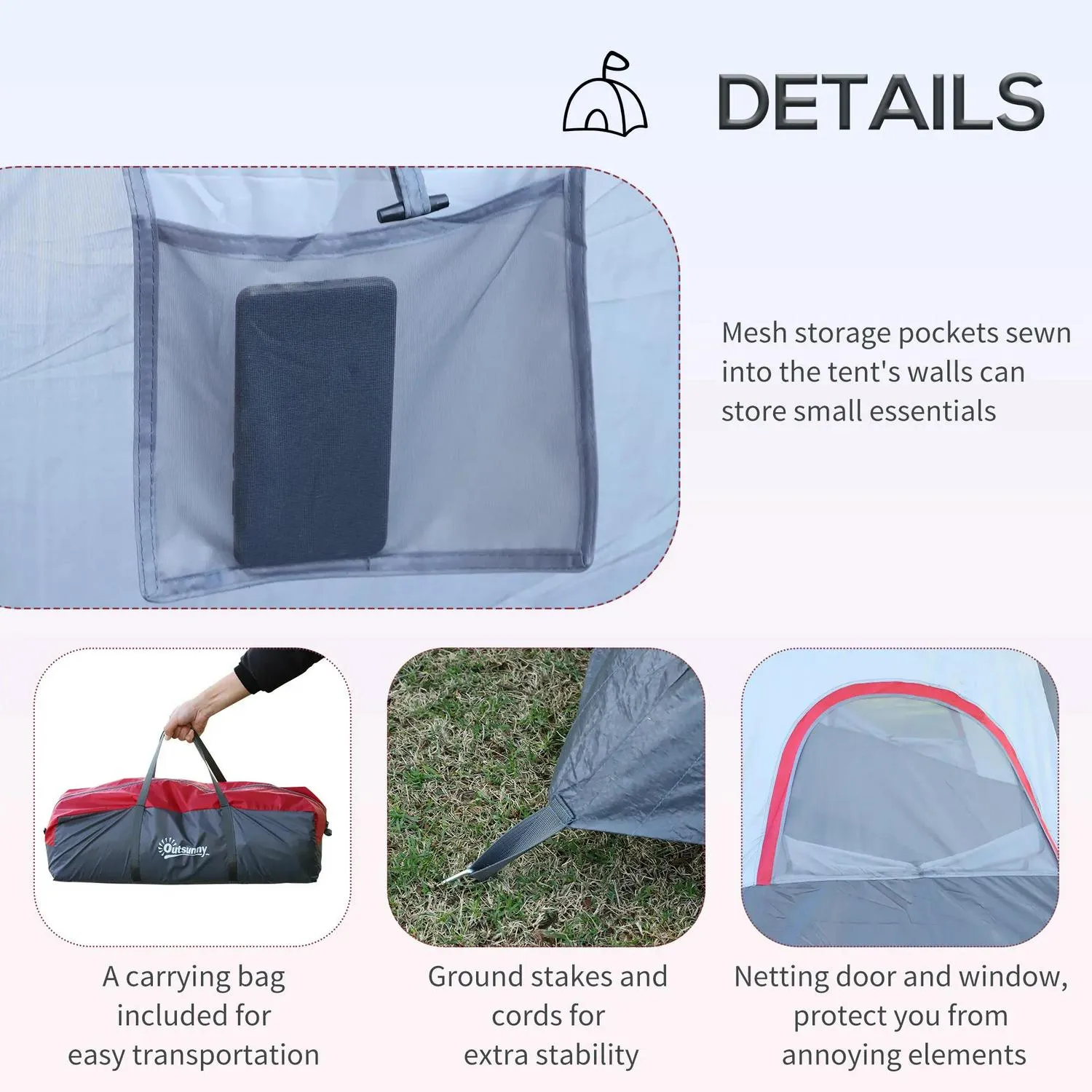 Fibreglass Frame Person Steel Unbeatable price Outsunny 5/6 Tent Camping Lightweight Blue Secure And