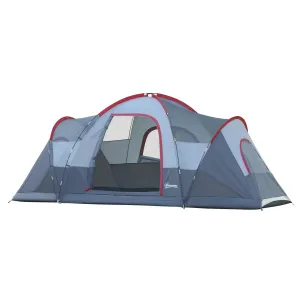 Fibreglass Frame Person Steel Unbeatable price Outsunny 5/6 Tent Camping Lightweight Blue Secure And