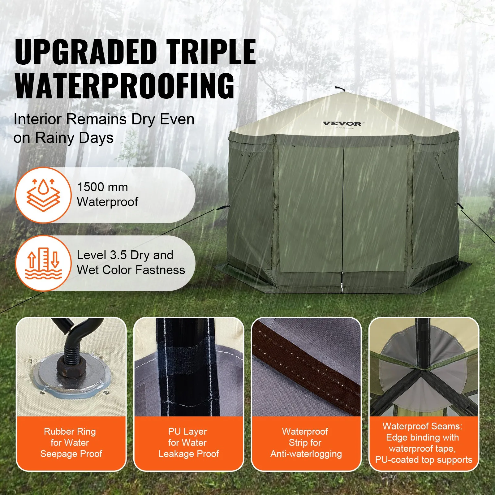 (FINAL PRICES ARE LOWER ON OUR SITE!) VEVOR Pop Up Gazebo Tent, Pop-Up Screen Tent 6 Sided Canopy Sun Shelter with 6 Removable Privacy Wind Cloths & Mesh Windows, 10x10FT Quick Set Screen Tent with Mosquito Netting, Army Green