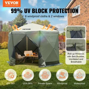 (FINAL PRICES ARE LOWER ON OUR SITE!) VEVOR Pop Up Gazebo Tent, Pop-Up Screen Tent 6 Sided Canopy Sun Shelter with 6 Removable Privacy Wind Cloths & Mesh Windows, 10x10FT Quick Set Screen Tent with Mosquito Netting, Army Green