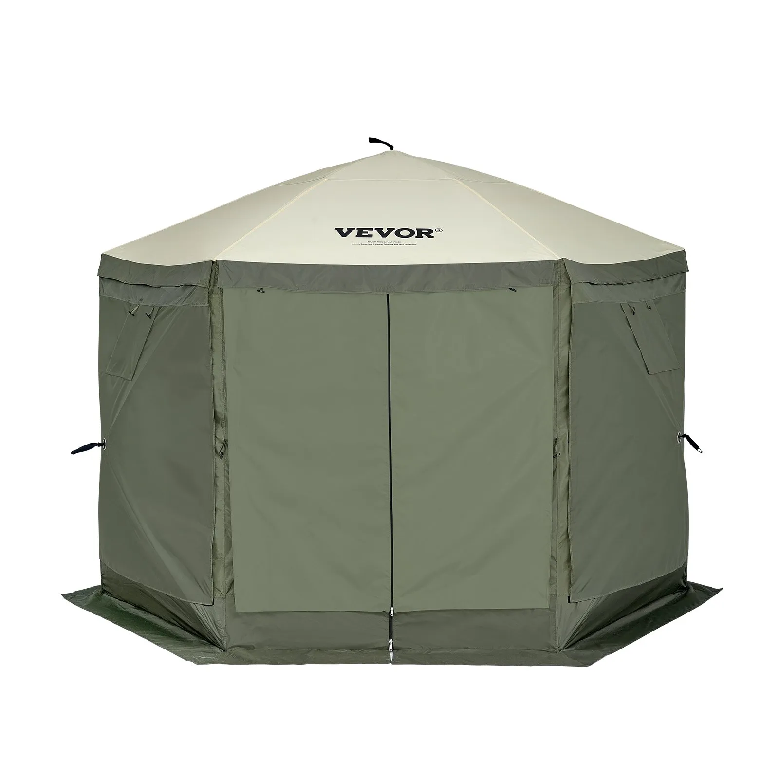 (FINAL PRICES ARE LOWER ON OUR SITE!) VEVOR Pop Up Gazebo Tent, Pop-Up Screen Tent 6 Sided Canopy Sun Shelter with 6 Removable Privacy Wind Cloths & Mesh Windows, 10x10FT Quick Set Screen Tent with Mosquito Netting, Army Green