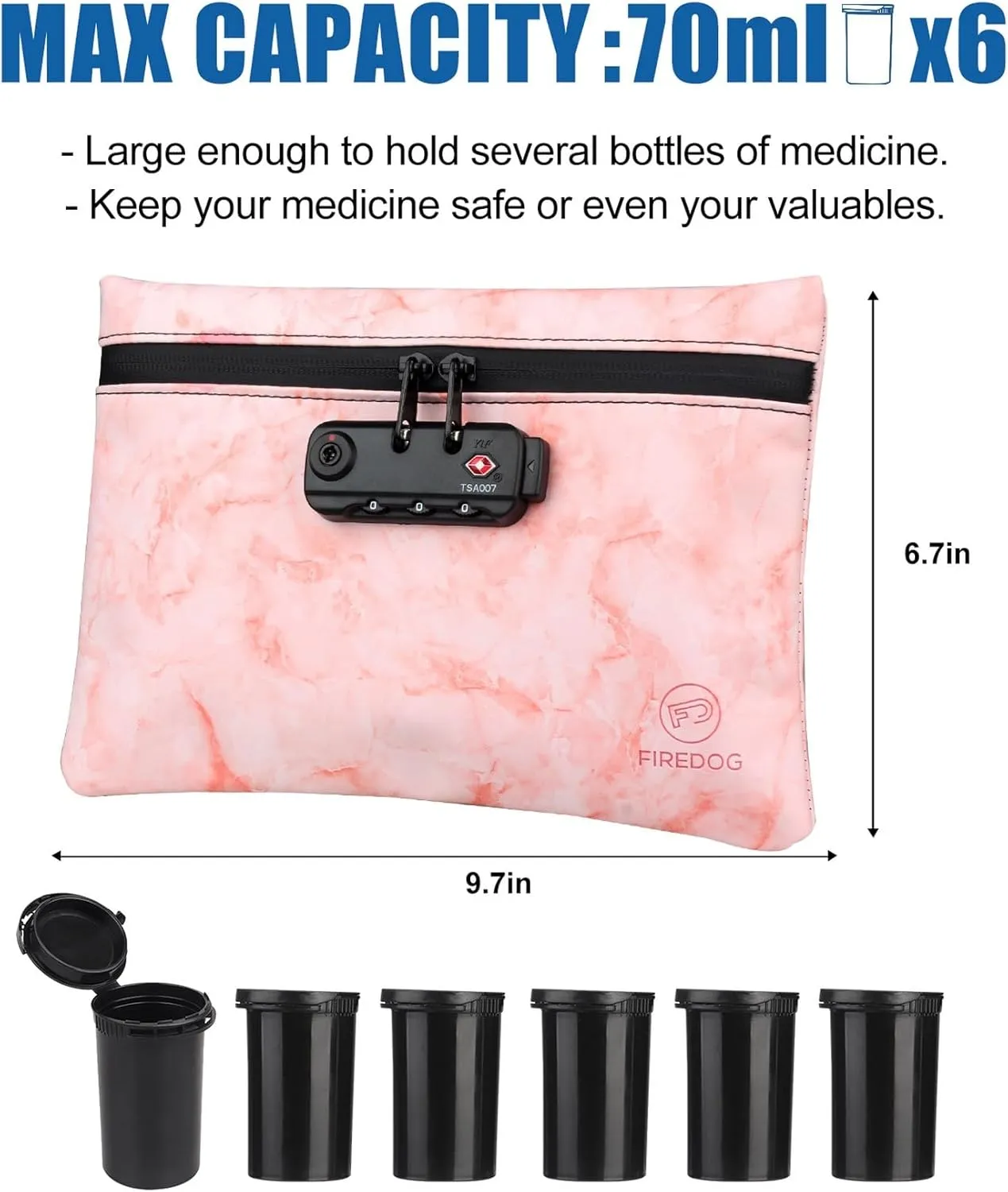 FIREDOG Smell Proof Bag with Lock, 6x9 Odor Proof Pouch Case Container for Travel Stash Storage