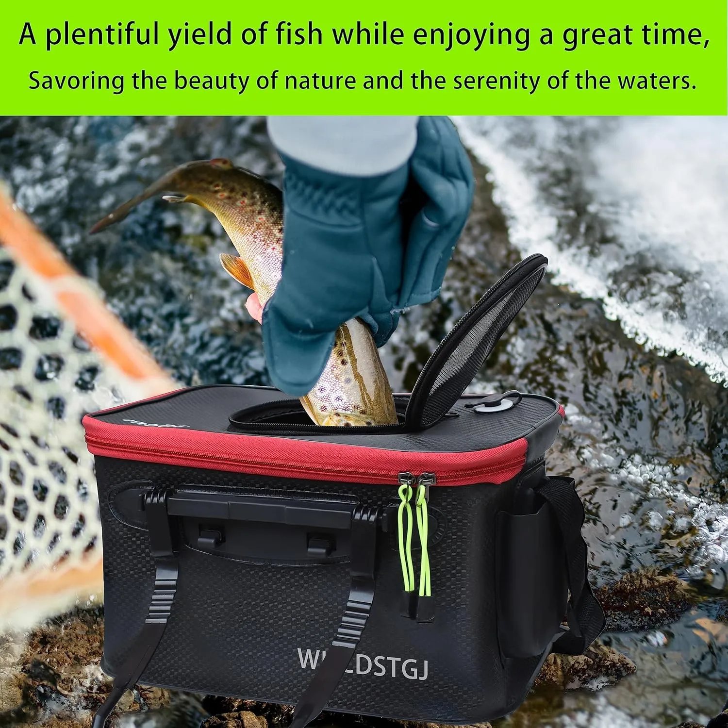 Fishing Bucket, Multifunctional Foldable Portable Fishing Bucket, EVA Fish Bucket are Suitable for Storing Live Fish and Fresh Fish Bait. (size3gallon)