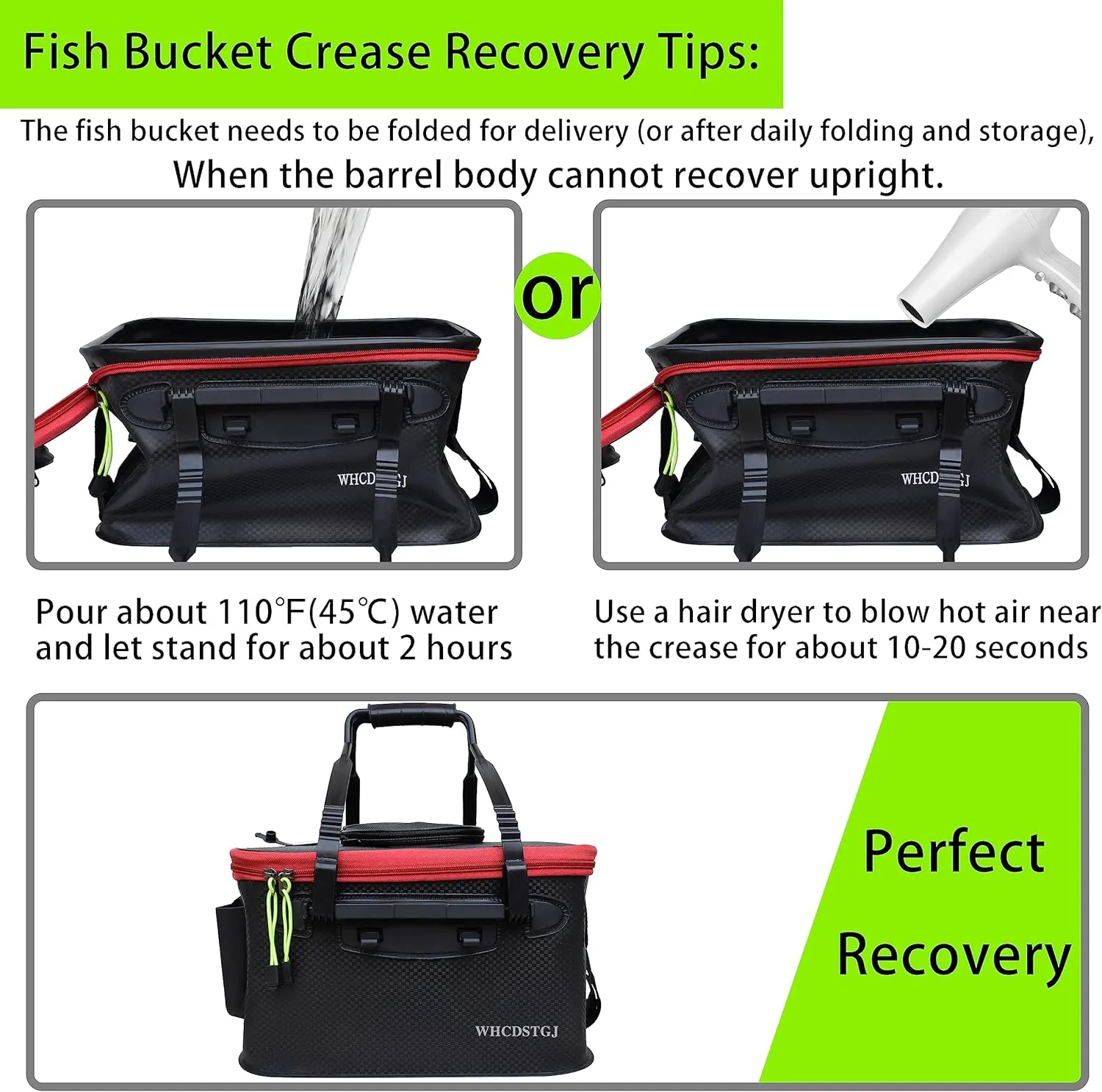 Fishing Bucket, Multifunctional Foldable Portable Fishing Bucket, EVA Fish Bucket are Suitable for Storing Live Fish and Fresh Fish Bait. (size3gallon)