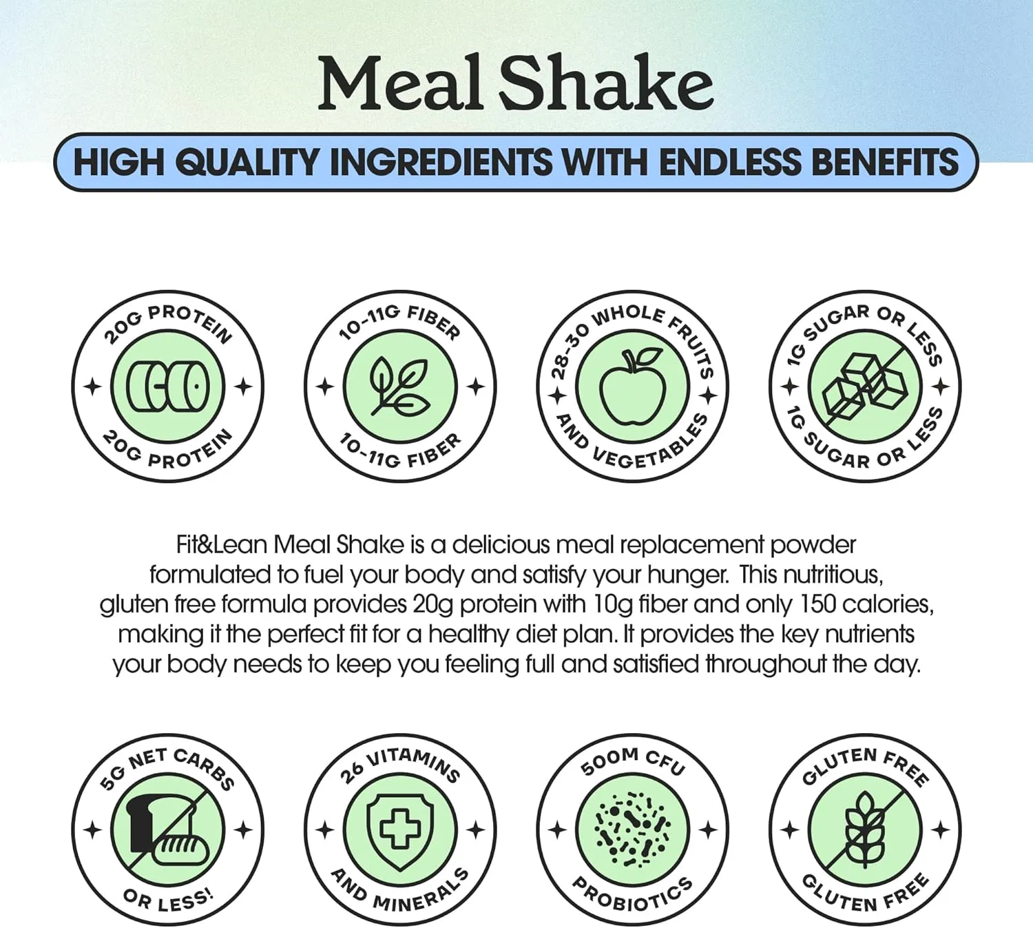 Fit & Lean Meal Shake, Fat Burning Meal Replacement, Protein, Fiber, Probiotics, Chocolate, 1lb, 10 Servings Per Container
