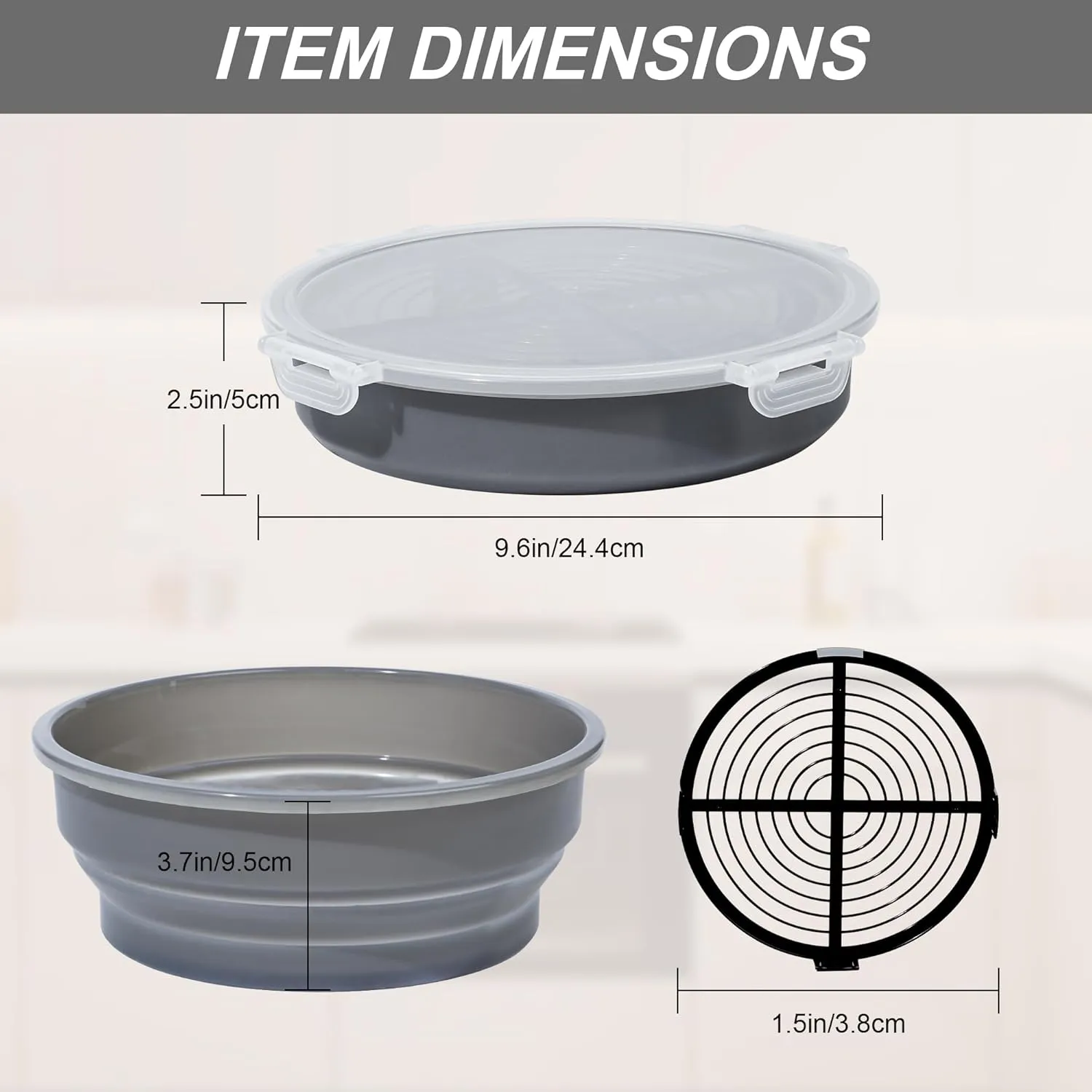 FJNATINH Collapsible Batter Bowl - Mess Free Better Breader Shaker Bowl with Lid Breading Shaker Container - Great for Fried Fish, Fried Chicken, Onion Rings, Wings & More,No Leak,Easy to Store