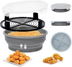 FJNATINH Collapsible Batter Bowl - Mess Free Better Breader Shaker Bowl with Lid Breading Shaker Container - Great for Fried Fish, Fried Chicken, Onion Rings, Wings & More,No Leak,Easy to Store