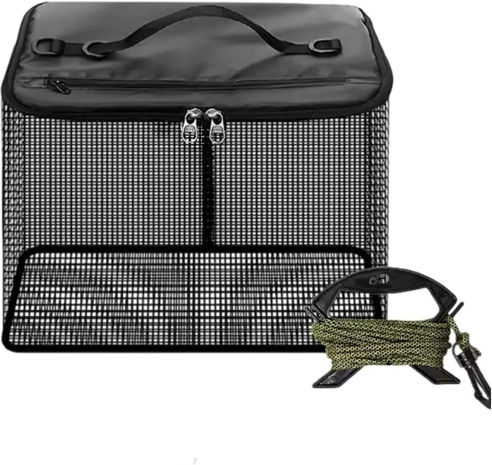 Floating Fish Basket, Fish Basket for Caught Fish, Foldable Fishing Holder Minnow Bucket Collapsible Fishing Net Storage Cage for Live Fish Live Well