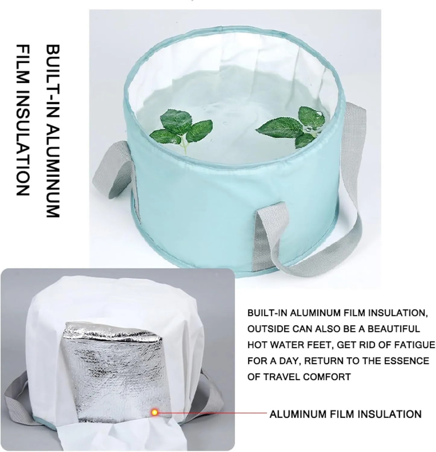 Foldable Foot Bag Collapsible Foot Bath Basin Bath Tubs Folding Water Basin Camping Basin Foldable Foot Soaking Tub Foldable Foot Tub Pedicure Basin (Color : Blue, Size : 31 * 20cm)