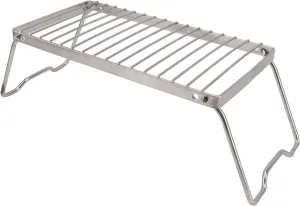 Folding Campfire Grill, Stainless Steel Camping Grill Grate with Foldable Legs, Adjustable Height Thicker Camp Fire Cooking Racks for Outdoor Camping Cooking