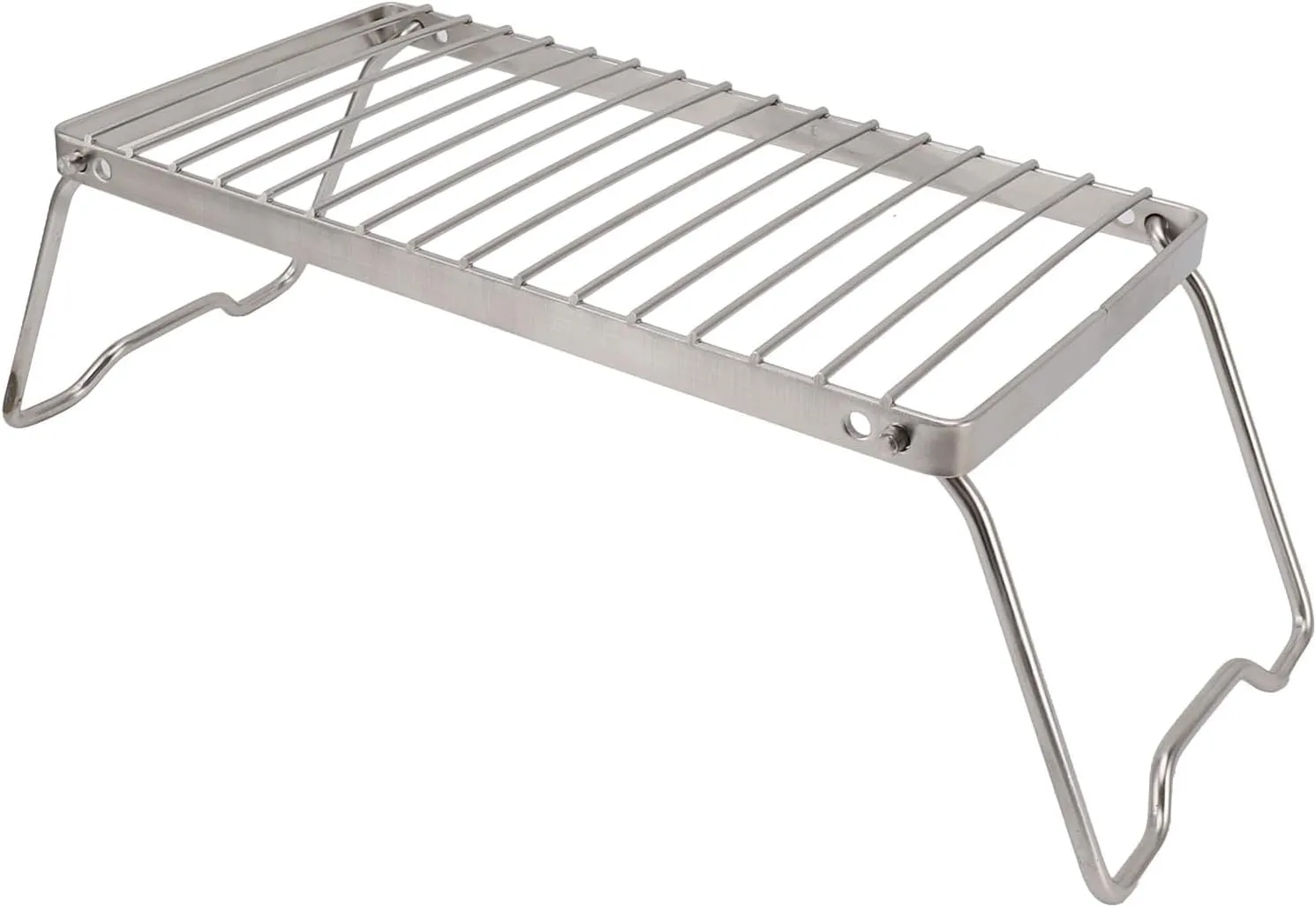 Folding Campfire Grill, Stainless Steel Camping Grill Grate with Foldable Legs, Adjustable Height Thicker Camp Fire Cooking Racks for Outdoor Camping Cooking