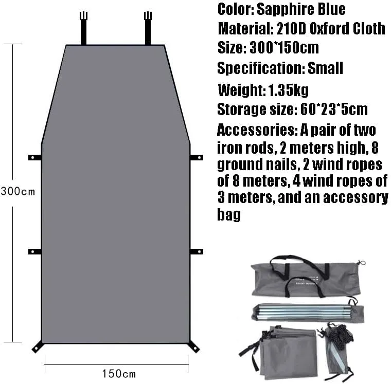 for Renault Caravelle/Dauphine/Express/Laguna/Modus Camping Tarpaulin Car Awning Waterproof Hammock Rainproof Sunshade Rainproof Awning Outdoor,B Grey-S