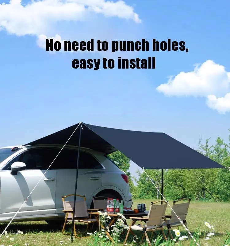 for Renault Caravelle/Dauphine/Express/Laguna/Modus Camping Tarpaulin Car Awning Waterproof Hammock Rainproof Sunshade Rainproof Awning Outdoor,B Grey-S