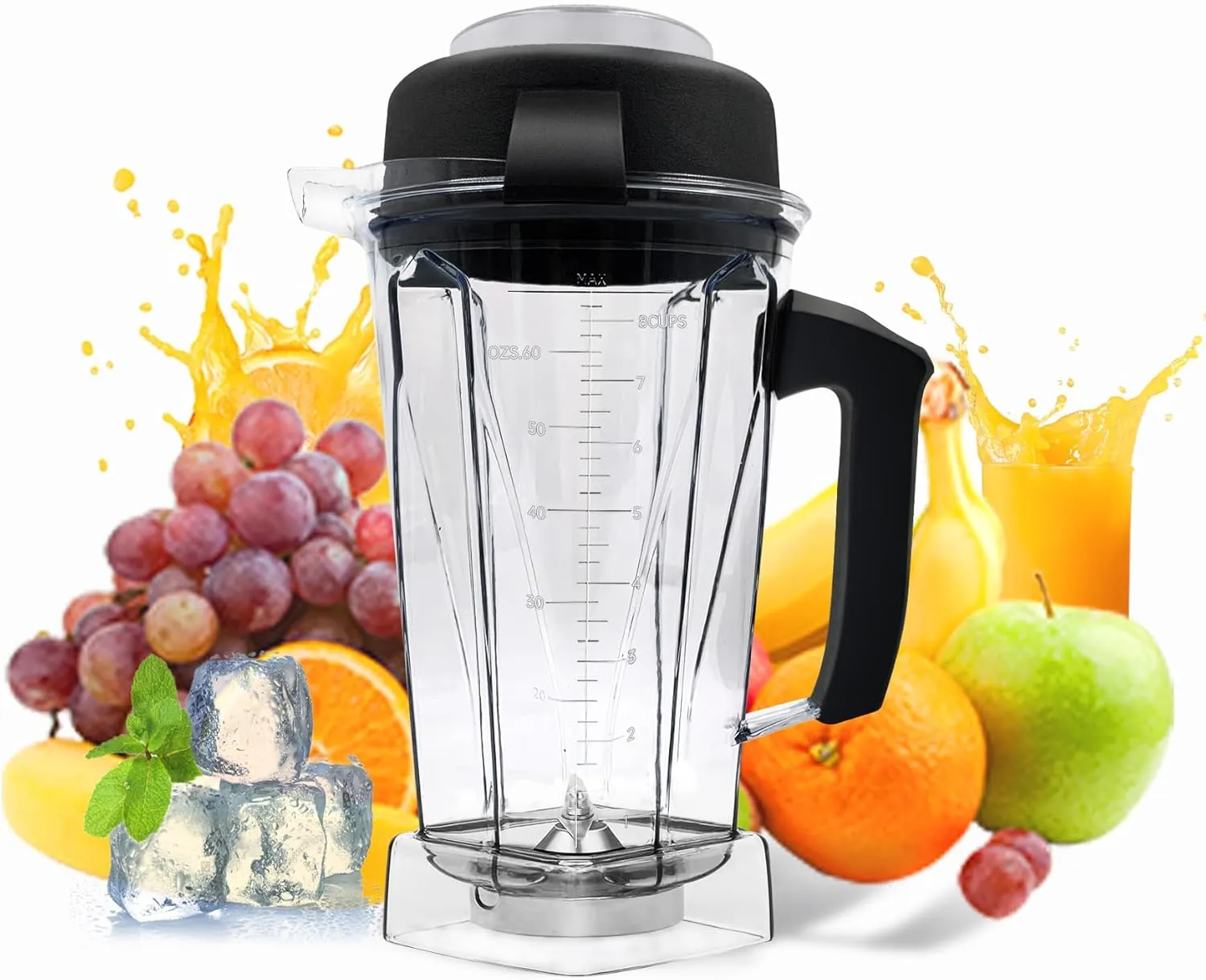 For Vitamix Blender Pitcher 64oz, Replace 5000 5200 5500 6300 7500 Pro200 500 750 Vita-Prep vm0101 vm0102 vm0103 E310 320, asy172 Classic/Commercial series etc Pitcher Jar Cup, 3-Year Warranty