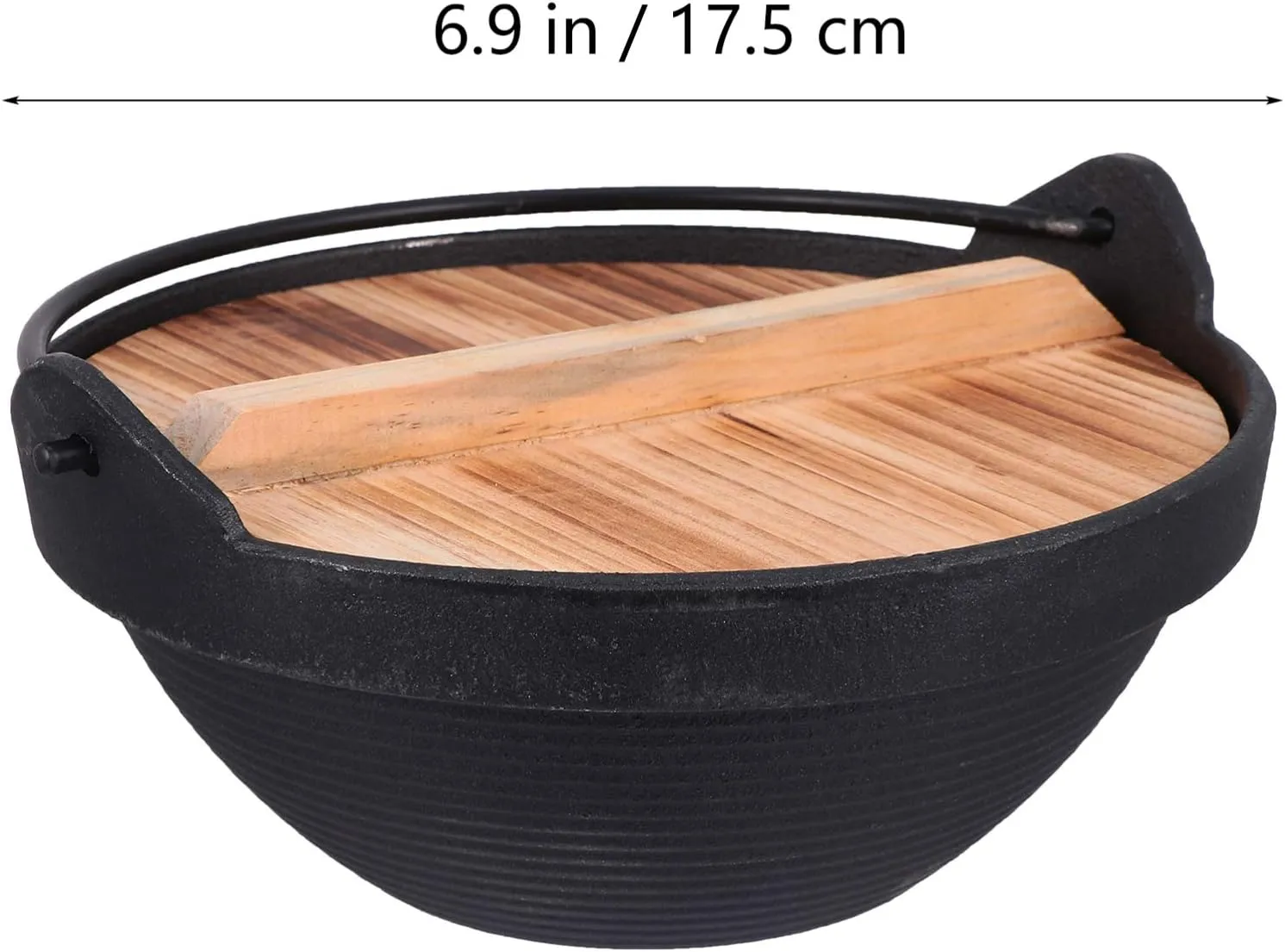 Frying 1 Set Cast Iron Camping Pot with Lid Hanging Cooking Pot Outdoor Picnic Cookware Nonstick Iron Deep Frying Pan for Dinner Backpacking Hiking 20cm pan, 17.5X17.5X7CM, Schwarz