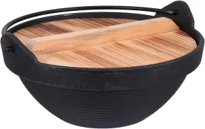 Frying 1 Set Cast Iron Camping Pot with Lid Hanging Cooking Pot Outdoor Picnic Cookware Nonstick Iron Deep Frying Pan for Dinner Backpacking Hiking 20cm pan, 17.5X17.5X7CM, Schwarz