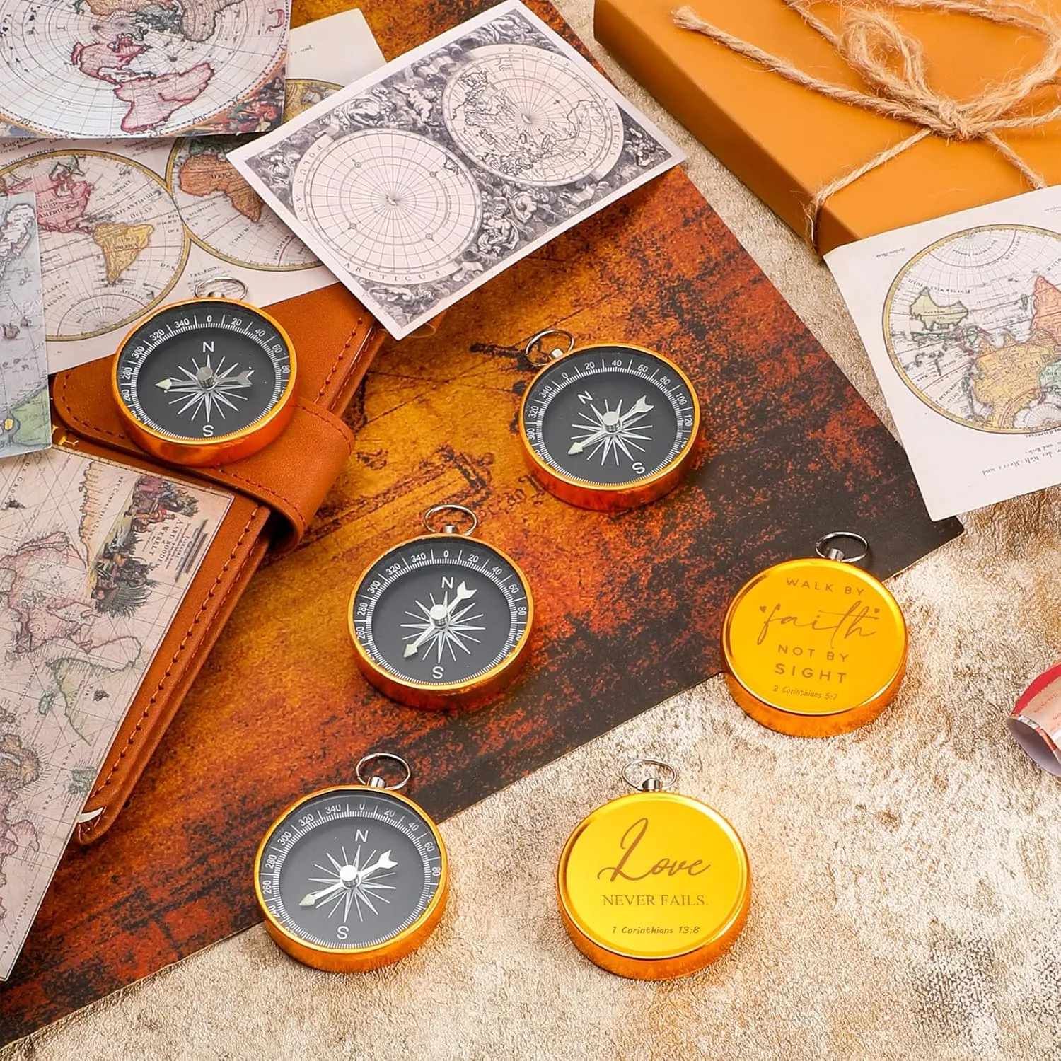 Fumete Christian Gift Compasses Hiking Scripture Religious Bible Vintage Gifts for Graduation Student Fathers Day Church Men Sunday School Teacher