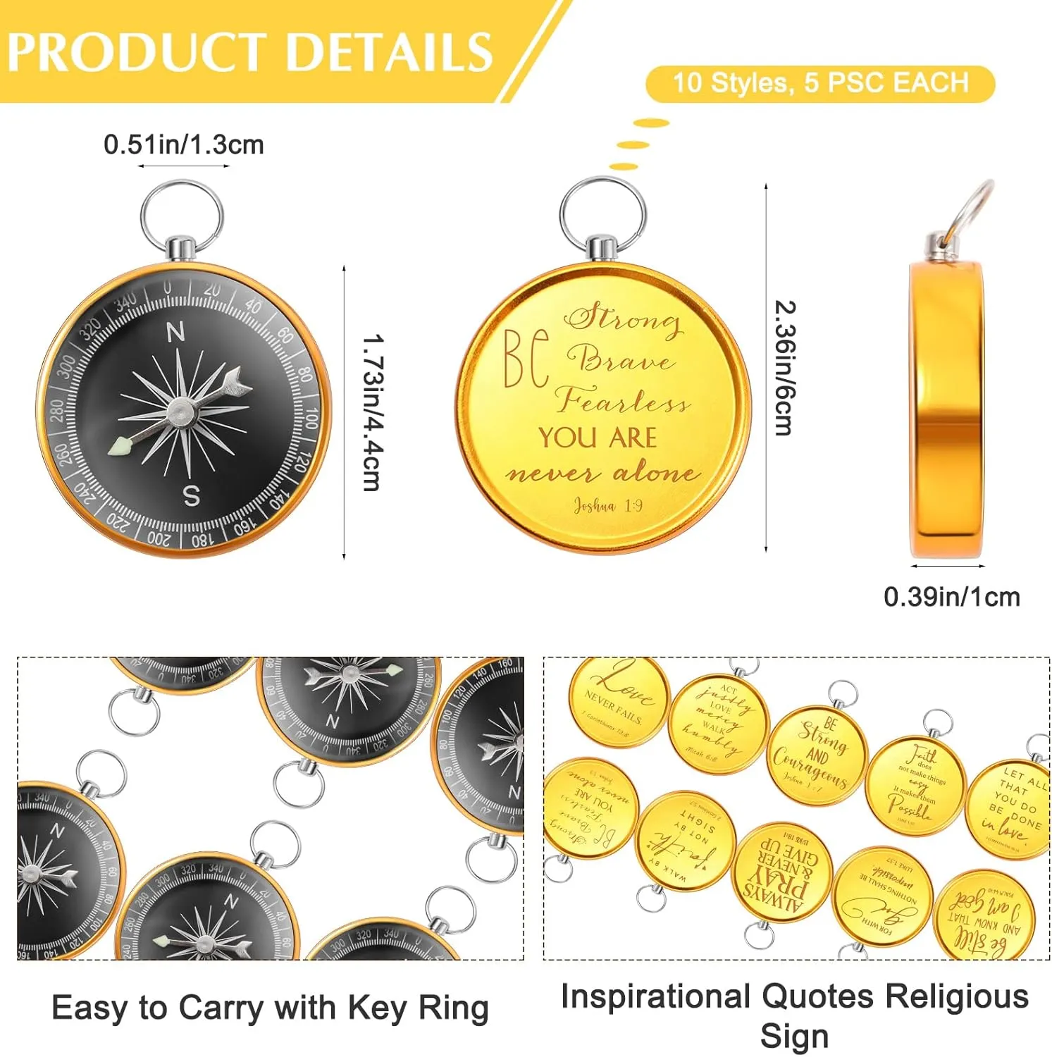 Fumete Christian Gift Compasses Hiking Scripture Religious Bible Vintage Gifts for Graduation Student Fathers Day Church Men Sunday School Teacher