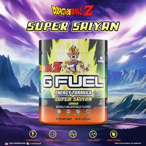 G Fuel Dragon Ball Z Energy Drink Powder, Pre Workout Caffeine Mix for Gaming, Sugar Free Focus Amino, Vitamin   Antioxidants, 9.9oz (Lemonade, 40 Servings)