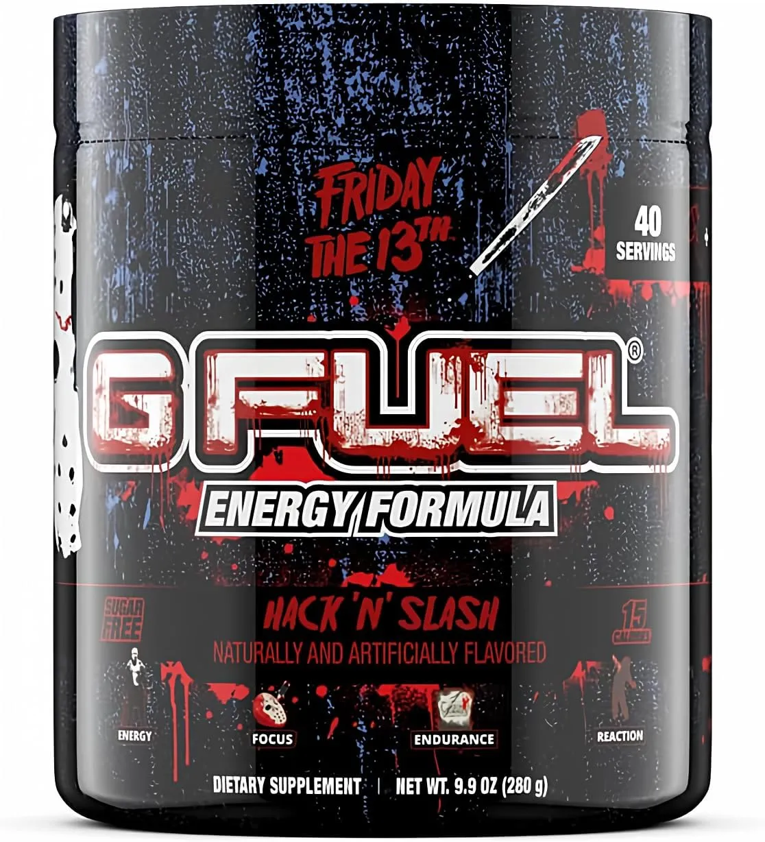 G Fuel Friday The 13th Energy Drink Powder, Pre Workout Caffeine Mix for Gaming, Sugar Free Focus Amino, Vitamin   Antioxidants, 9.9oz (Citrus Fruit Punch, 40 Servings)