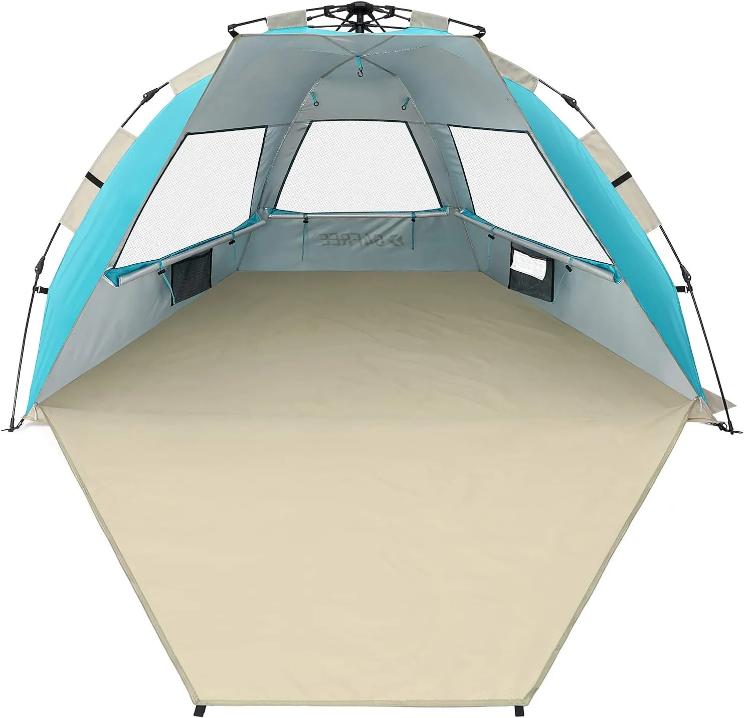 G4Free 3-4 Person Beach Tent Pop Up Shade, Lightweight UPF 50  Beach Sun Shelter Family Size, Easy Setup and Portable Sun Shade Canopy Cabana(Lake-Blue)